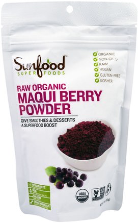 Raw Organic Maqui Berry Powder, 4 oz (113 g) by Sunfood-Kosttillskott, Frukt Extrakt, Maqui