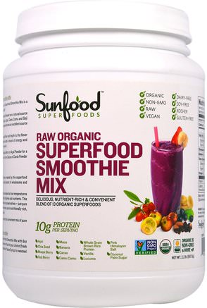 Raw Organic Superfood Smoothie Mix, 2.2 lbs (997.9 g) by Sunfood-Kosttillskott, Superfoods