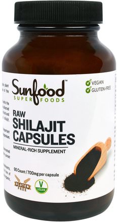 Raw Shilajit Capsules, 700 mg, 90 Capsules by Sunfood-Hälsa, Energi