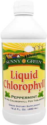 Liquid Chlorophyll, Peppermint, 100 mg, 16.2 fl oz (480 ml) by Sunny Green-Kosttillskott, Klorofyll