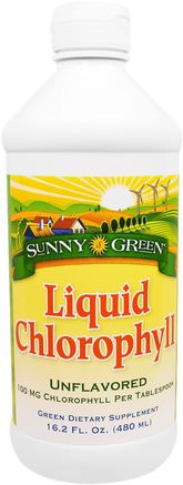 Liquid Chlorophyll, Unflavored, 100 mg, 16.2 fl oz (480 ml) by Sunny Green-Kosttillskott, Klorofyll