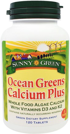 Ocean Greens Calcium Plus, 120 Tablets by Sunny Green-Kosttillskott, Mineraler, Kalcium