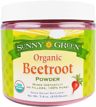 Organic Beetroot Powder, 7.4 oz (210 g) by Sunny Green-Örter, Betorpulverrot