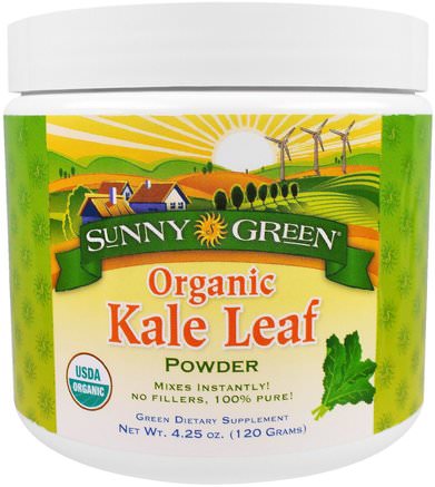 Organic Kale Leaf Powder, 4.25 oz (120 g) by Sunny Green-Kosttillskott, Kale