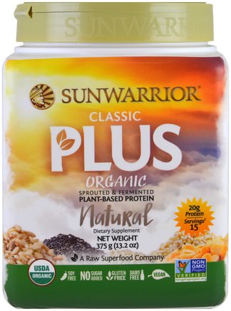 Organic Classic Plus, Natural, 13.2 oz (375 g) by Sunwarrior-Sport, Träning, Protein
