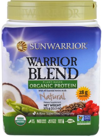 Warrior Blend, Plant-Based Organic Protein, Natural, 13.2 oz (375 g) by Sunwarrior-Sport, Träning, Protein