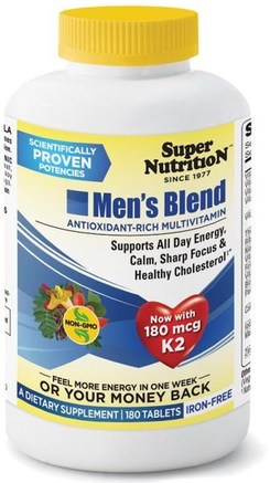 Mens Blend, Antioxidant Rich Multivitamin, Iron Free, 180 Tablets by Super Nutrition-Vitaminer, Multivitaminer, Manblandning