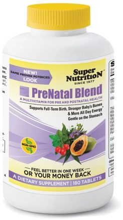 PreNatal Blend, 180 Tablets by Super Nutrition-Vitaminer, Prenatala Multivitaminer, Kvinnor