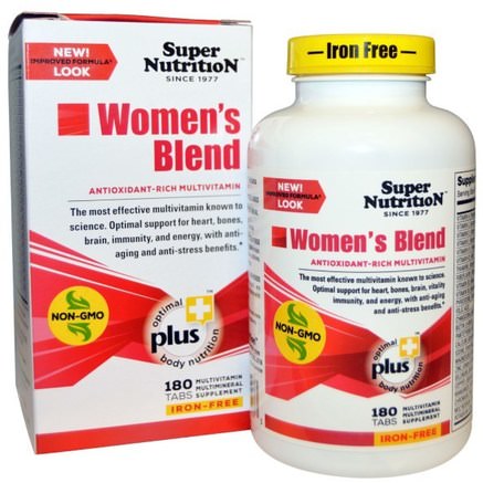 Womens Blend, Iron Free, 180 Tabs by Super Nutrition-Vitaminer, Kvinnor Multivitaminer
