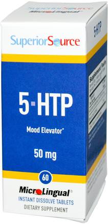 5-HTP, 50 mg, 60 MicroLingual Instant Dissolve Tablets by Superior Source-Kosttillskott, 5-Htp, 5-Htp 50 Mg