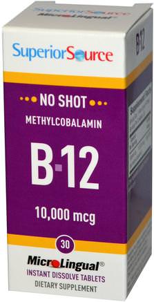 Methylcobalamin B-12, 10.000 mcg, 30 MicroLingual Instant Dissolve Tablets by Superior Source-Vitaminer, Vitamin B, Vitamin B12, Vitamin B12 - Metylcobalamin