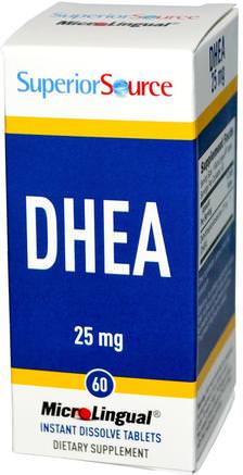 DHEA, 25 mg, 60 MicroLingual Instant Dissolve Tablets by Superior Source-Kosttillskott, Dhea, Hälsa