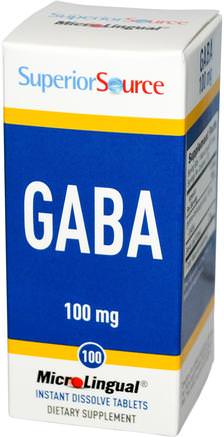 GABA, 100 mg, 100 MicroLingual Instant Dissolve Tablets by Superior Source-Kosttillskott, Gaba (Gamma Aminosmörsyra), Hälsa, Humör