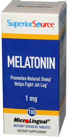 Melatonin, 1 mg, 100 MicroLingual Instant Dissolve Tablets by Superior Source-Kosttillskott, Melatonin 1 Mg, Sömn