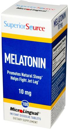 Melatonin, 10 mg, 100 MicroLingual Instant Dissolve Tablets by Superior Source-Kosttillskott, Melatonin, Sömn
