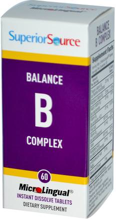 Balance B Complex, 60 MicroLingual Instant Dissolve Tablets by Superior Source-Vitaminer, Vitamin B-Komplex