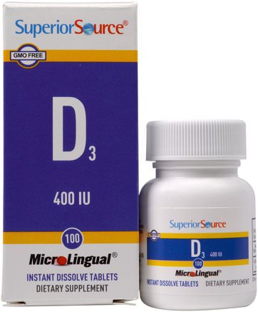 D3, 400 IU, 100 MicroLingual Instant Dissolve Tablets by Superior Source-Vitaminer, Vitamin D3