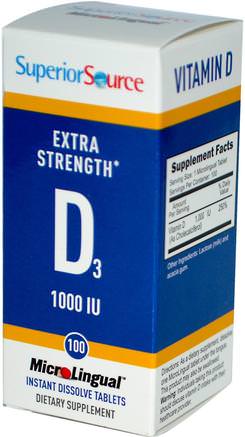 Extra Strength Vitamin D3, 1000 IU, 100 MicroLingual Instant Dissolve Tablets by Superior Source-Vitaminer, Vitamin D3
