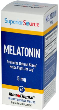 Melatonin, 5 mg, 60 MicroLingual Instant Dissolve Tablets by Superior Source-Kosttillskott, Melatonin 5 Mg, Sömn