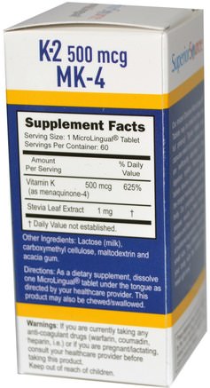 Vitamin K-2, 500 mcg, 60 MicroLingual Instant Dissolve Tablets by Superior Source-Vitaminer, Vitamin K