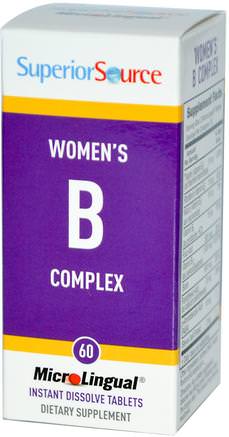 Womens B Complex, 60 MicroLingual Instant Dissolve Tablets by Superior Source-Vitaminer, Vitamin B-Komplex, Kvinnor