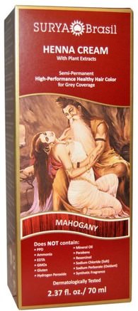Henna Cream, Hair Color and Condition Treatment, Mahogany, 2.37 fl oz (70 ml) by Surya Henna-Bad, Skönhet, Hår, Hårbotten, Hårfärg, Hårvård