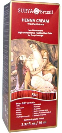 Henna Cream, Hair Color & Conditioner Treatment, Red, 2.37 fl oz (70 ml) by Surya Henna-Bad, Skönhet, Hår, Hårbotten, Hårfärg, Hårvård