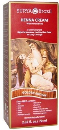 Henna Cream, High-Performance Healthy Hair Color for Grey Coverage, Golden Brown, 2.37 fl oz (70 ml) by Surya Henna-Bad, Skönhet, Hår, Hårbotten, Hårfärg, Hårvård