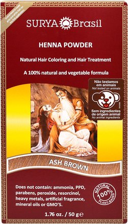 Henna Powder, Natural Hair Coloring and Hair Treatment, Ash Brown, 1.76 oz (50 g) by Surya Henna-Bad, Skönhet, Hår, Hårbotten, Hårfärg, Hårvård