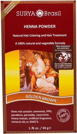 Henna Powder, Natural Hair Coloring and Hair Treatment, Golden Brown, 1.76 oz (50 g) by Surya Henna-Bad, Skönhet, Hår, Hårbotten, Hårfärg