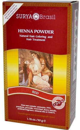Henna Powder, Natural Hair Coloring and Hair Treatment, Red, 1.76 oz (50 g) by Surya Henna-Bad, Skönhet, Hår, Hårbotten, Hårfärg, Hårvård
