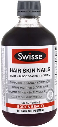Ultiboost, Hair Skin Nails (Silica + Blood Orange + Vitamin C), 16.9 fl oz (500 ml) by Swisse-Hälsa, Kvinnor, Hud