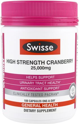 Ultiboost, High Strength Cranberry, 25.000 mg, 100 Capsules by Swisse-Örter, Tranbär