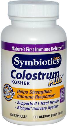 Colostrum Plus, Kosher Dairy, 120 Capsules by Symbiotics-Kosttillskott, Nötkreaturprodukter, Kolostrum