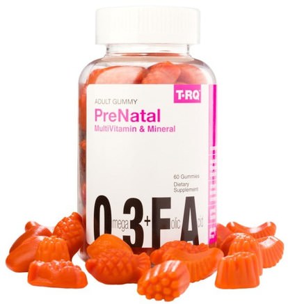 Prenatal Multivitamin & Mineral, Adult Gummy, Cherry Lemon Orange, 60 Gummies by T.RQ-Vitaminer, Multivitaminer, Multivitamingummier, Prenatala Multivitaminer