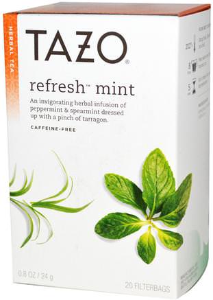 Herbal Tea, Refresh Mint, Caffeine-Free, 20 Filterbags, 0.8oz (24 g) by Tazo Teas-Mat, Örtte