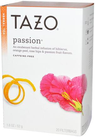 Passion, Herbal Tea, Caffeine-Free, 20 Filterbags, 1.8 oz (52 g) by Tazo Teas-Mat, Örtte