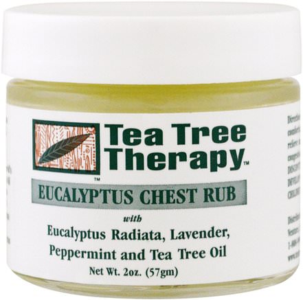 Eucalyptus Chest Rub, 2 oz (57 g) by Tea Tree Therapy-Bad, Skönhet, Aromaterapi Eteriska Oljor, Eukalyptusolja, Hälsa, Bröstkorg