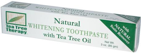 Natural Whitening Toothpaste, with Tea Tree Oil, 3 oz (85 g) by Tea Tree Therapy-Bad, Skönhet, Tandkräm, Oral Tandvård, Tandblekning