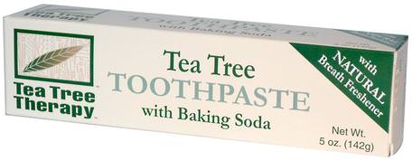 Tea Tree Toothpaste, with Baking Soda, 5 oz (142 g) by Tea Tree Therapy-Bad, Skönhet, Tandkräm, Oral Tandvård, Tandblekning