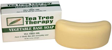 Vegetable Base Soap, with Tea Tree Oil, Bar, 3.9 oz (110 g) by Tea Tree Therapy-Bad, Skönhet, Tvål, Hälsa, Hud, Tvåltvål