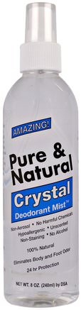 Pure & Natural, Crystal Deodorant Mist, Unscented, 8 oz (240 ml) by Thai Deodorant Stone-Bad, Skönhet, Deodorant Spray