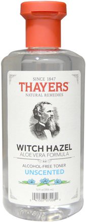 Witch Hazel, Aloe Vera Formula, Alcohol Free Toner, Unscented, 12 fl oz (355 ml) by Thayers-Skönhet, Ansikts Toner, Hud, Häxhasel