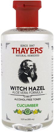 Witch Hazel, Aloe Vera Formula, Alcohol Free Toner, Cucumber, 12 fl oz (355 ml) by Thayers-Skönhet, Ansikts Toner, Hud, Häxhasel