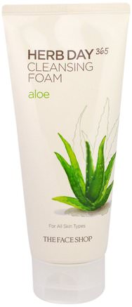 Herb Day 365, Cleansing Foam, Aloe, 5.74 fl oz (170 ml) by The Face Shop-Skönhet, Ansiktsvård, Ansiktsrengöring, Hälsa, Hud