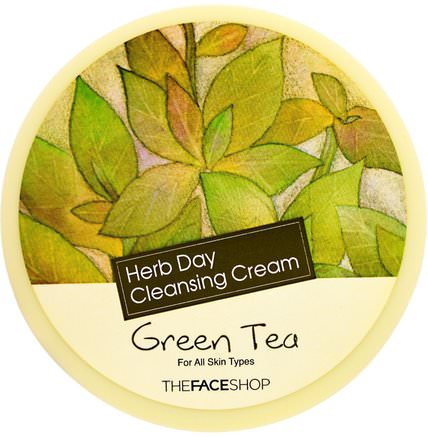 Herb Day Cleansing Cream, Green Tea, 5 oz (150 ml) by The Face Shop-Bad, Skönhet, Ansiktsvård, Ansiktsrengöring