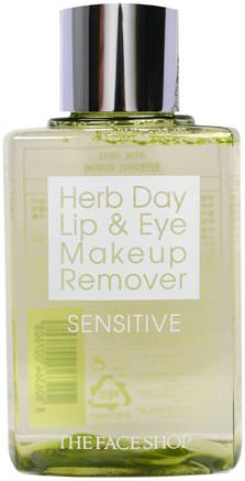 Herb Day Lip & Eye Makeup Remover, Sensitive, 4.39 fl oz (130 ml) by The Face Shop-Bad, Skönhet, Smink Remover