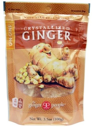 GinGins, Crystallized Ginger, 3.5 oz (100 g) by The Ginger People-Mat, Mellanmål, Godis