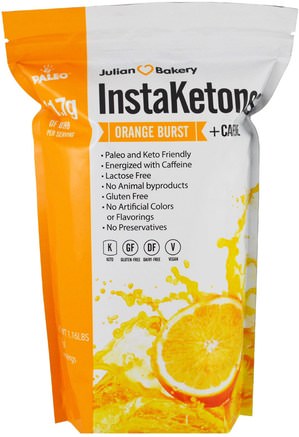 InstaKetones, Orange Burst + Caffeine, 1.16 lbs (525 g) by The Julian Bakery-Mat, Keto Vänlig, Sport