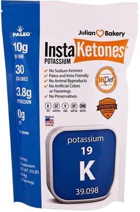 InstaKetones Potassium.91 lbs (414 g) by The Julian Bakery-Kosttillskott, Mineraler, Kalium